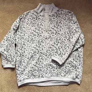 aerie cheetah print quarter zip sweatshirt